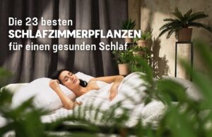 Frau schläft in Schlafzimmer voller Zimmerpflanzen